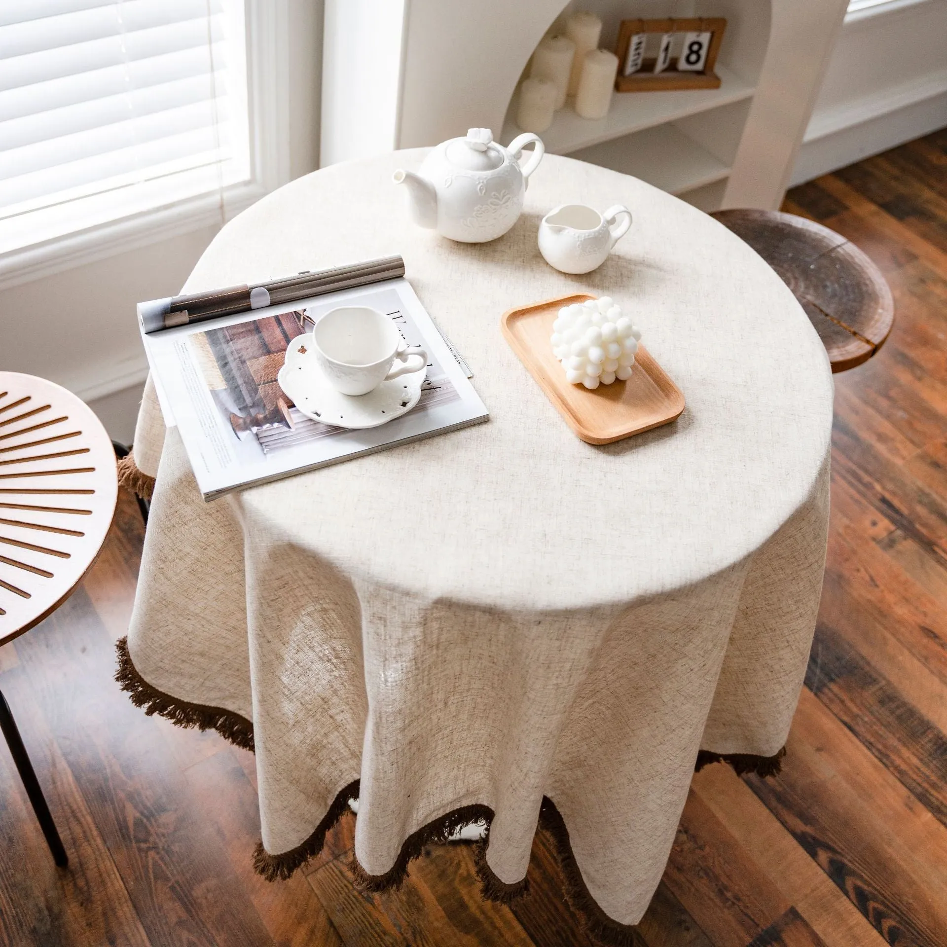 Azalea Champagne Linen Tablecloth