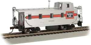 Bachmann Trains - Streamlined Caboose with Offset Cupola -Burlington #13530 - HO Scale, Silver