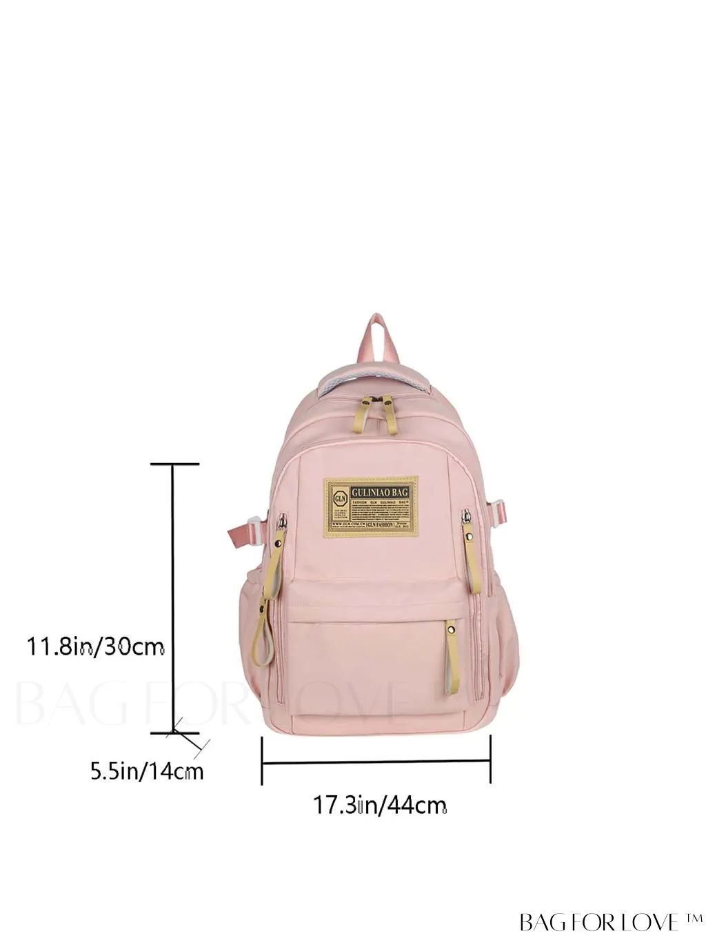 BagForLove - Adjustable Strap Classic Backpack with Letter Patch - Ideal for School, College, and Travel
