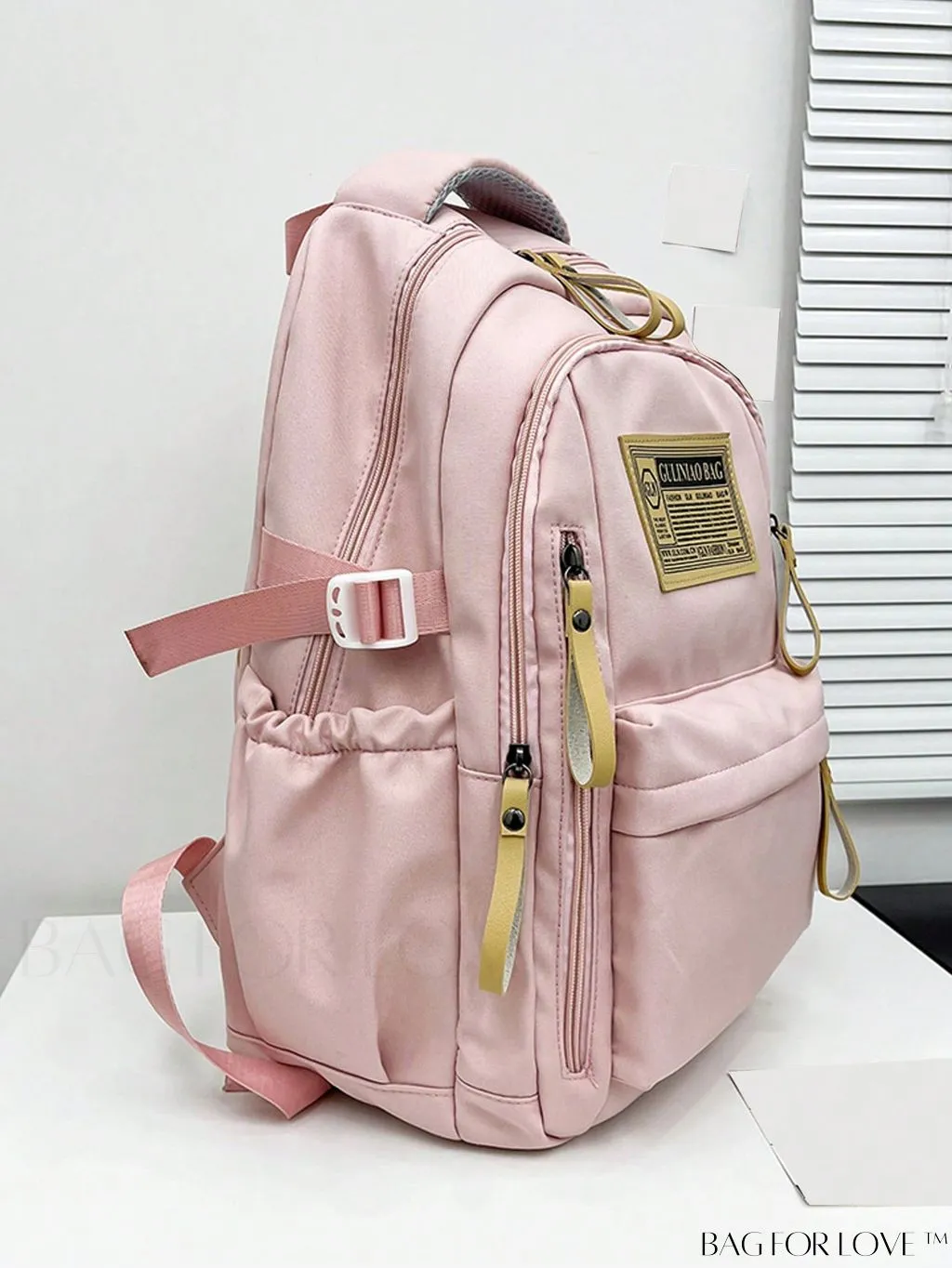 BagForLove - Adjustable Strap Classic Backpack with Letter Patch - Ideal for School, College, and Travel