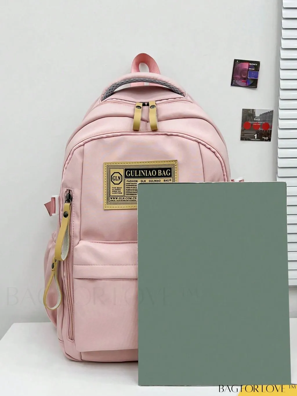 BagForLove - Adjustable Strap Classic Backpack with Letter Patch - Ideal for School, College, and Travel