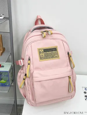 BagForLove - Adjustable Strap Classic Backpack with Letter Patch - Ideal for School, College, and Travel