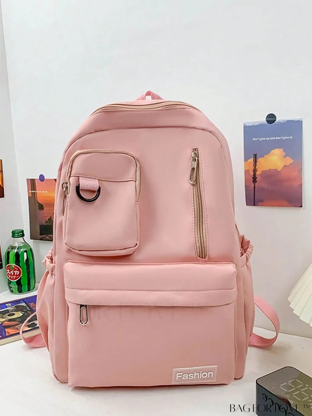 BagForLove - Premium Classic Backpack with Oversized Letter Patch Accent
