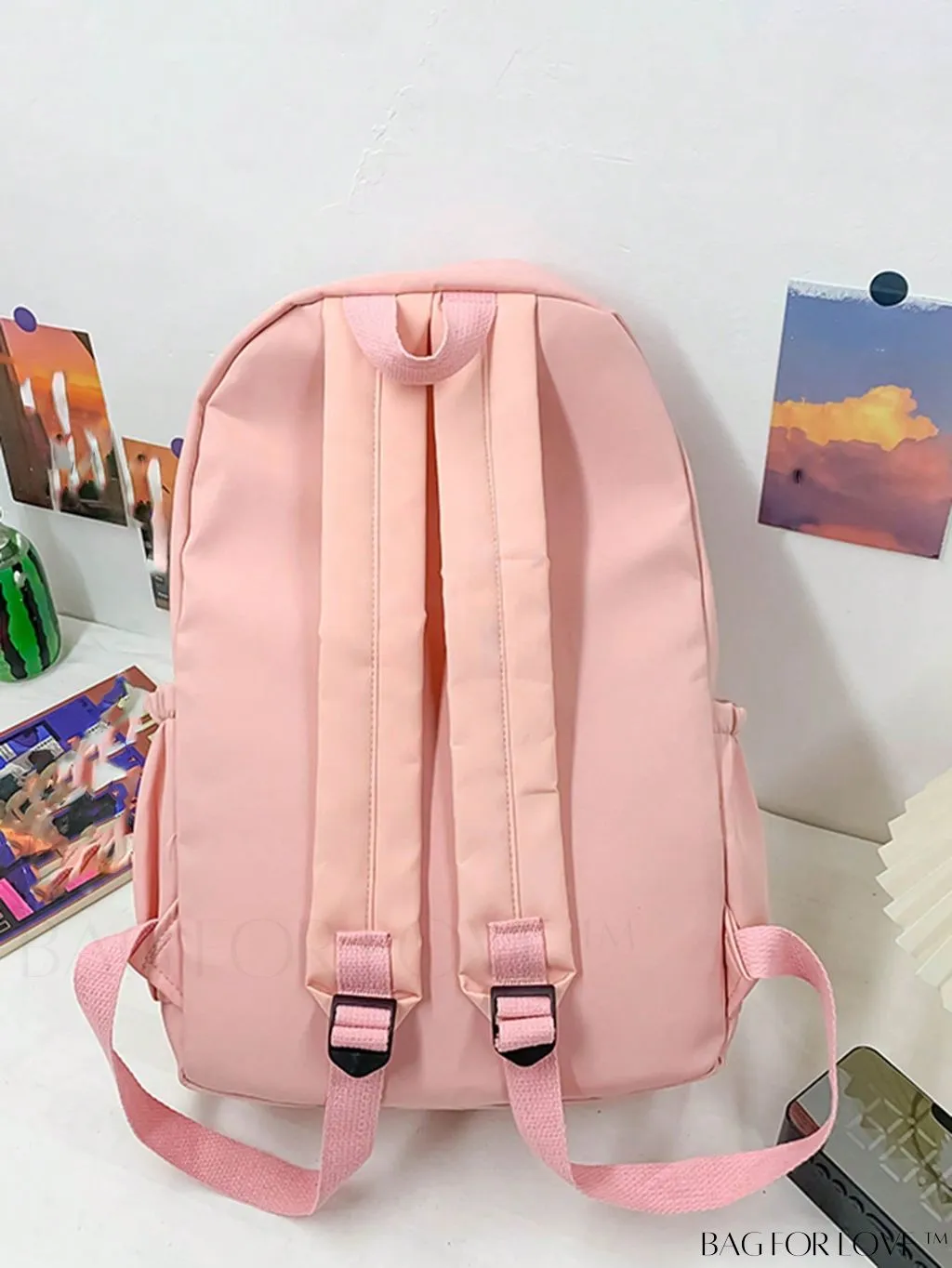 BagForLove - Premium Classic Backpack with Oversized Letter Patch Accent