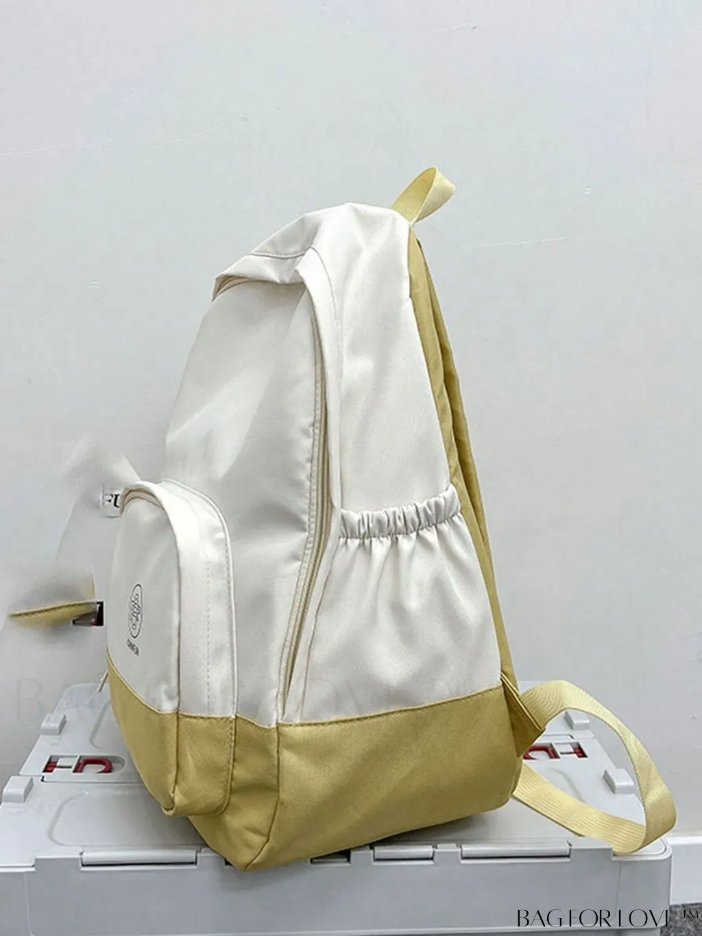 BagForLove - Preppy Two-Tone Classic Backpack with Stylish Letter Graphic Design