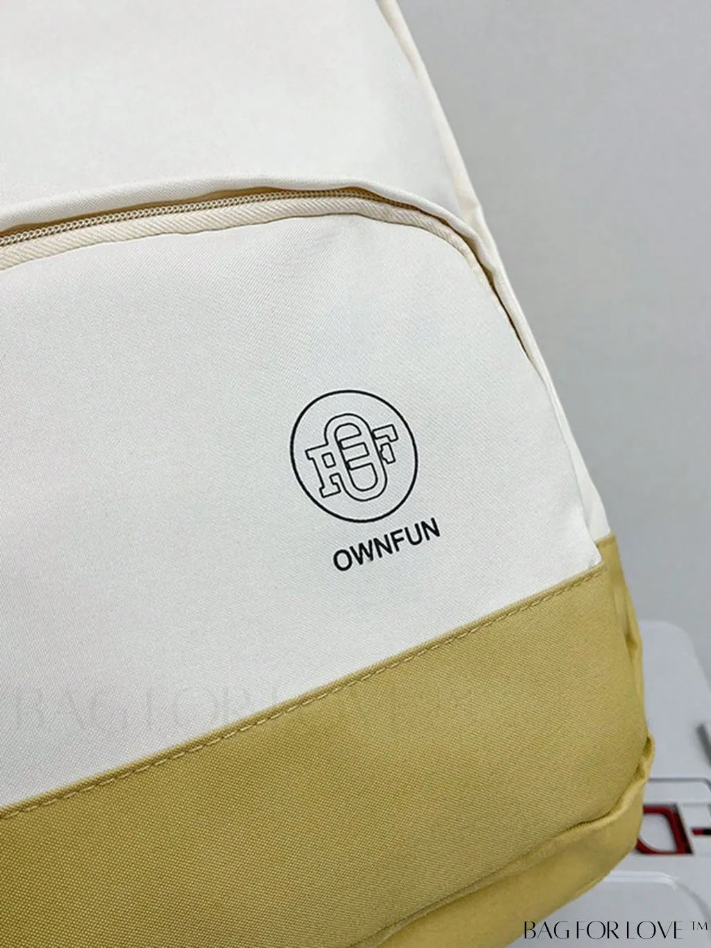 BagForLove - Preppy Two-Tone Classic Backpack with Stylish Letter Graphic Design