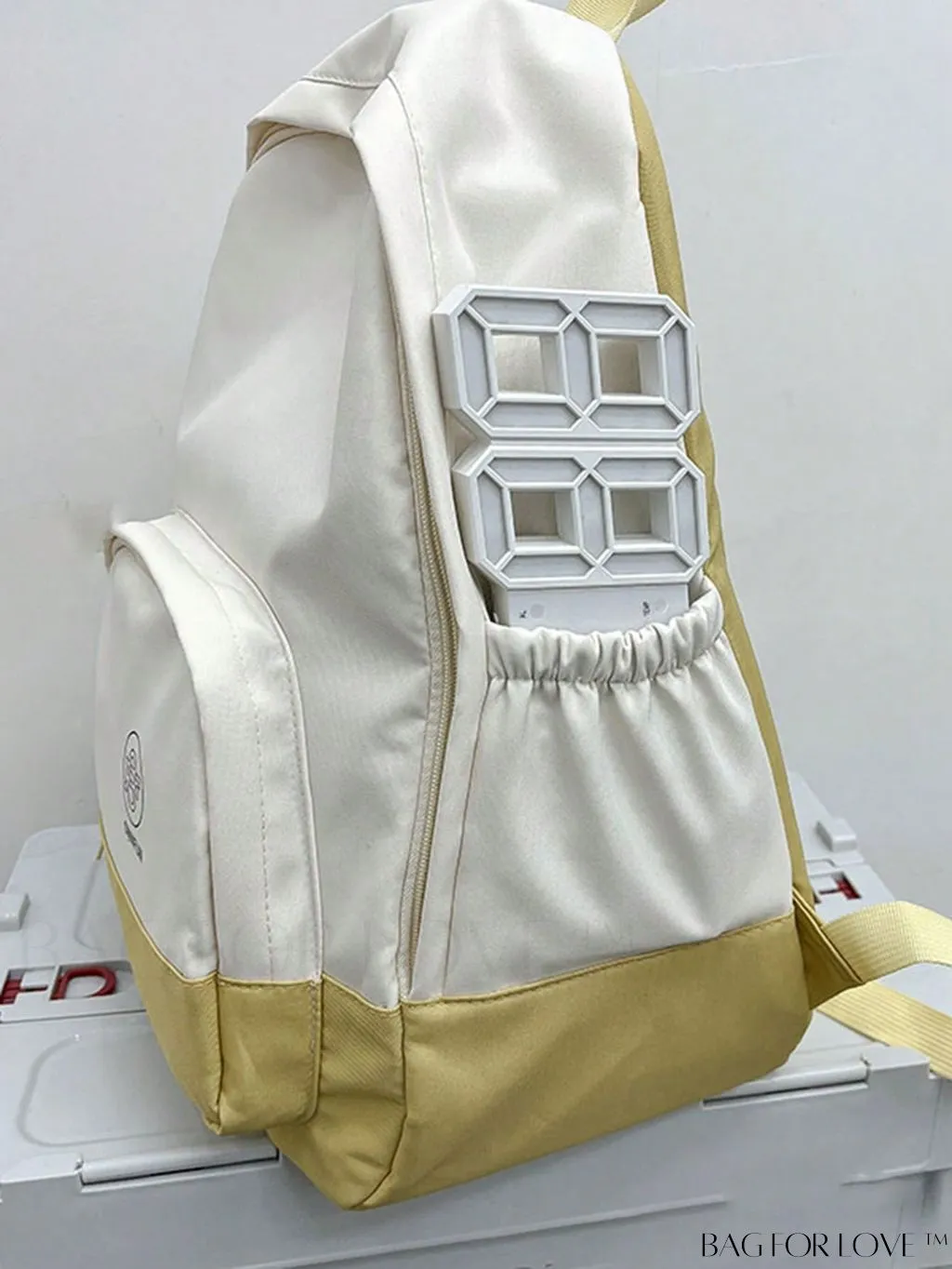 BagForLove - Preppy Two-Tone Classic Backpack with Stylish Letter Graphic Design