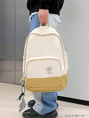 BagForLove - Preppy Two-Tone Classic Backpack with Stylish Letter Graphic Design