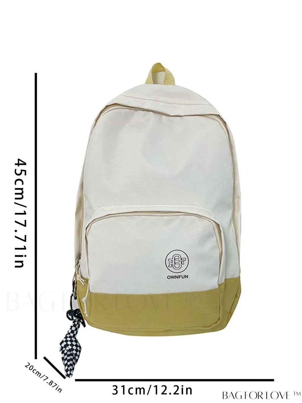 BagForLove - Preppy Two-Tone Classic Backpack with Stylish Letter Graphic Design
