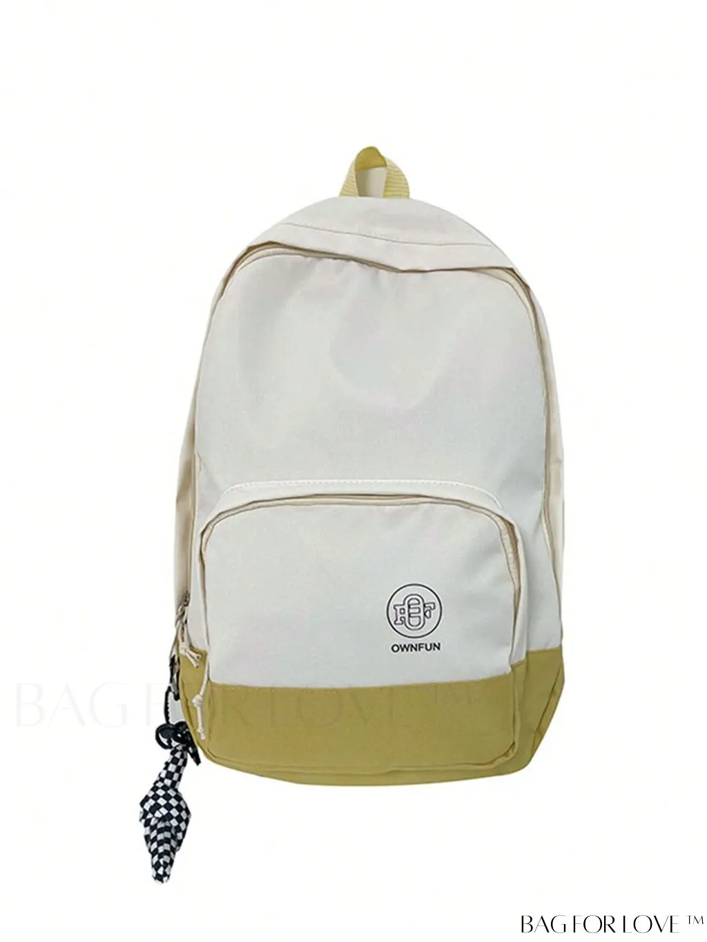 BagForLove - Preppy Two-Tone Classic Backpack with Stylish Letter Graphic Design