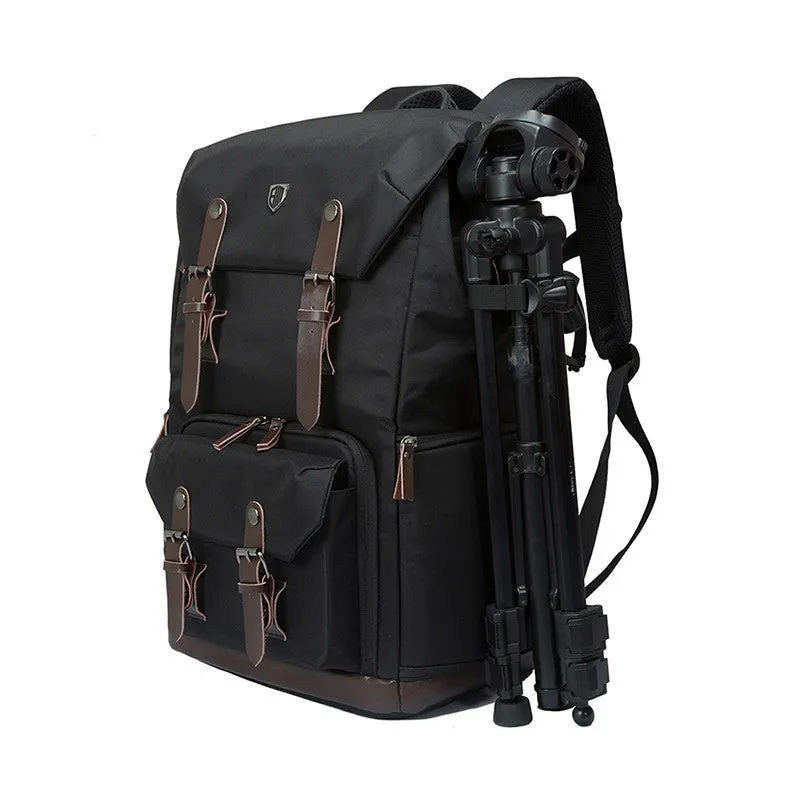 BAGSMART Canvas & Leather Retro Camera Backpack