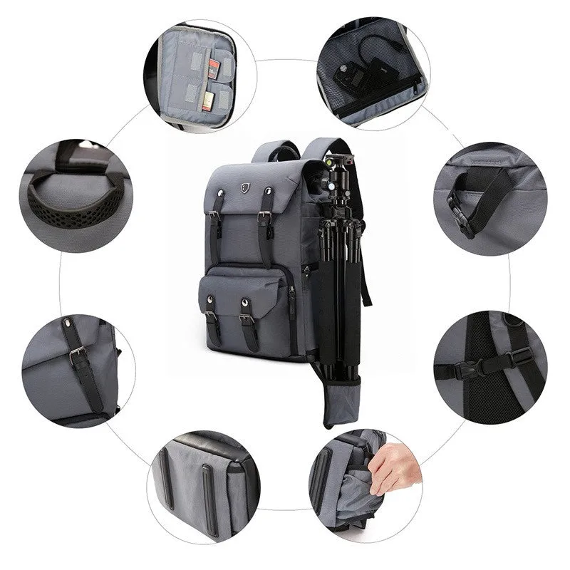 BAGSMART Canvas & Leather Retro Camera Backpack