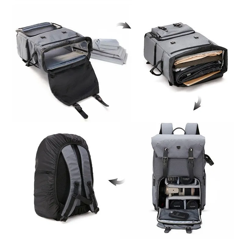 BAGSMART Canvas & Leather Retro Camera Backpack