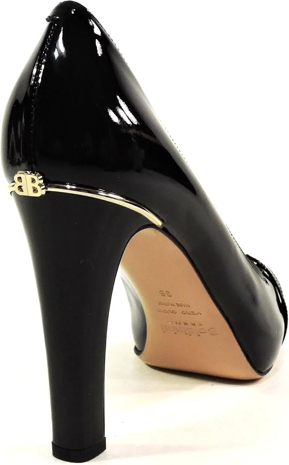 Baldinini Women's Patent Leather Peep-Toe Pumps, Black, High Heel Platform