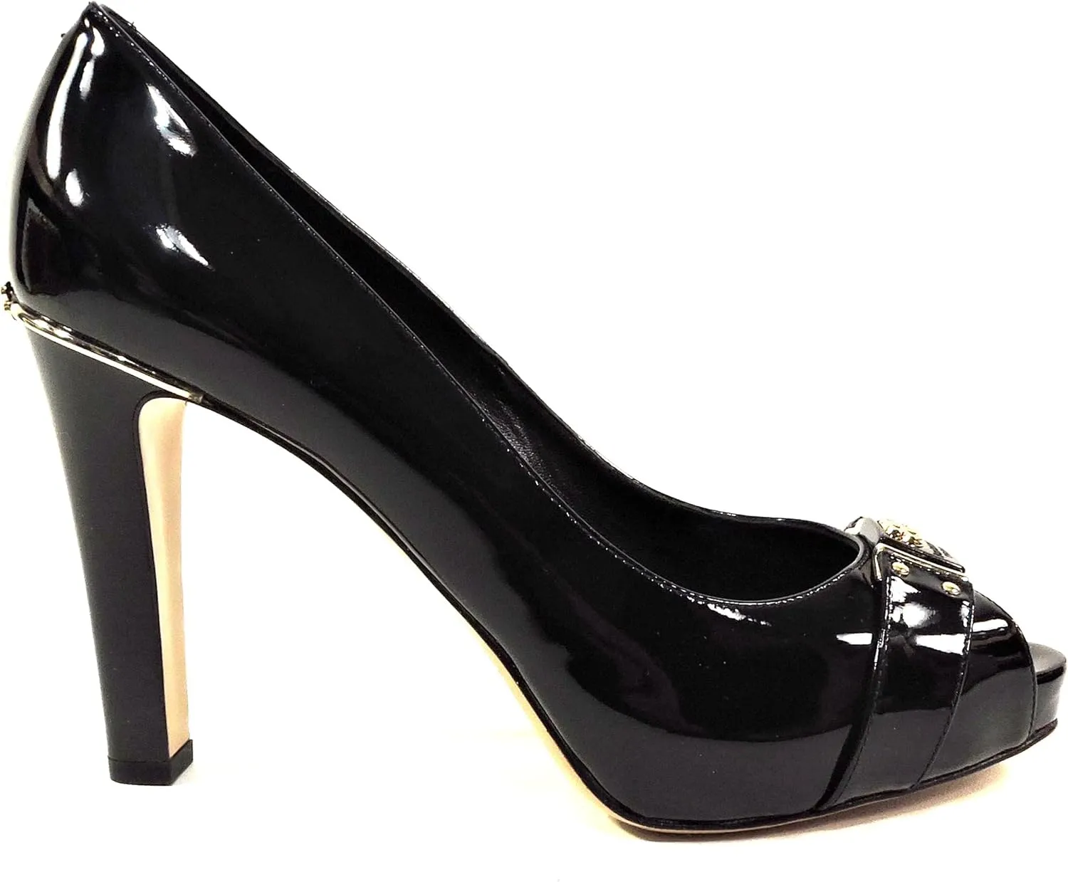 Baldinini Women's Patent Leather Peep-Toe Pumps, Black, High Heel Platform