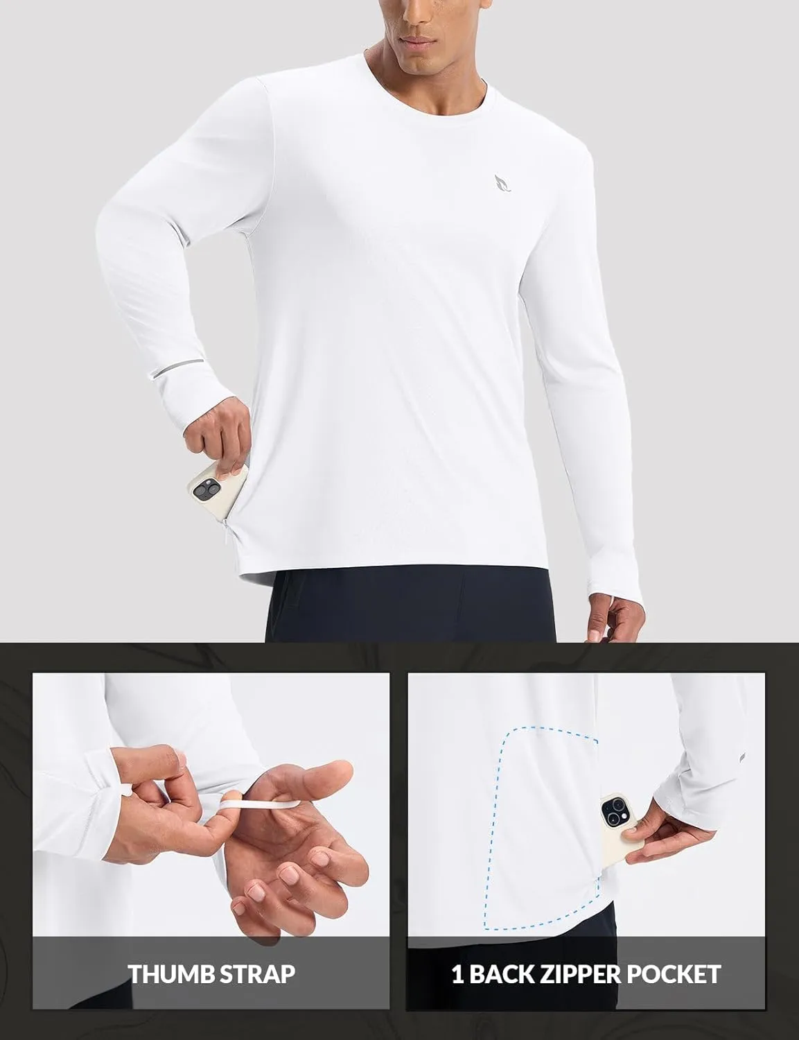 baleaf Men's Mountain Bike Shirts Long Sleeve Loose-fit Cycling Jersey Zipper Pocket UPF 50  Workout Hiking Athletic Running