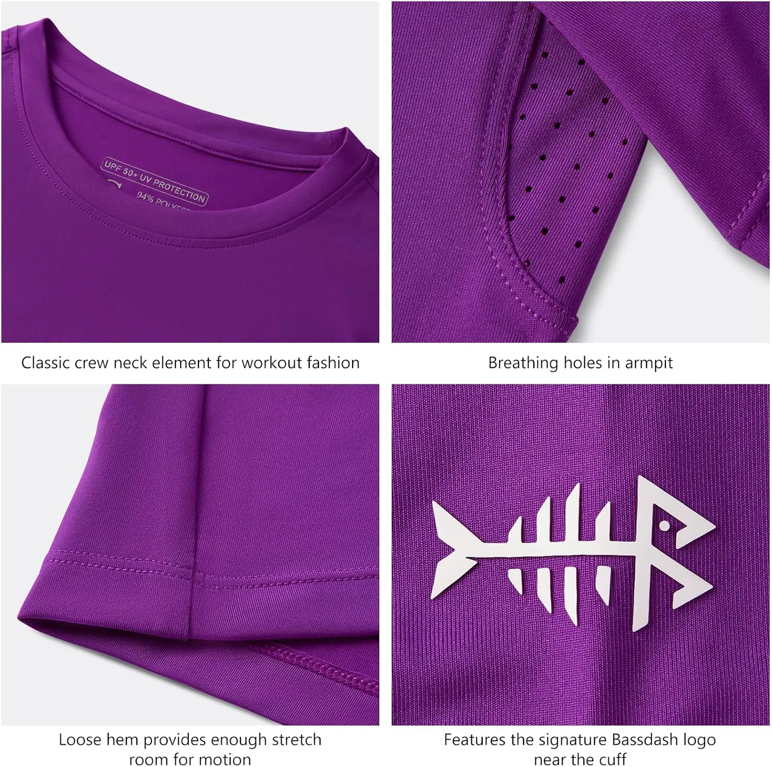 BASSDASH Women’s UPF 50  Crew Neck Short Sleeve T-Shirt Cooling Performance Sun Protection Tee for Fishing Hiking Casual