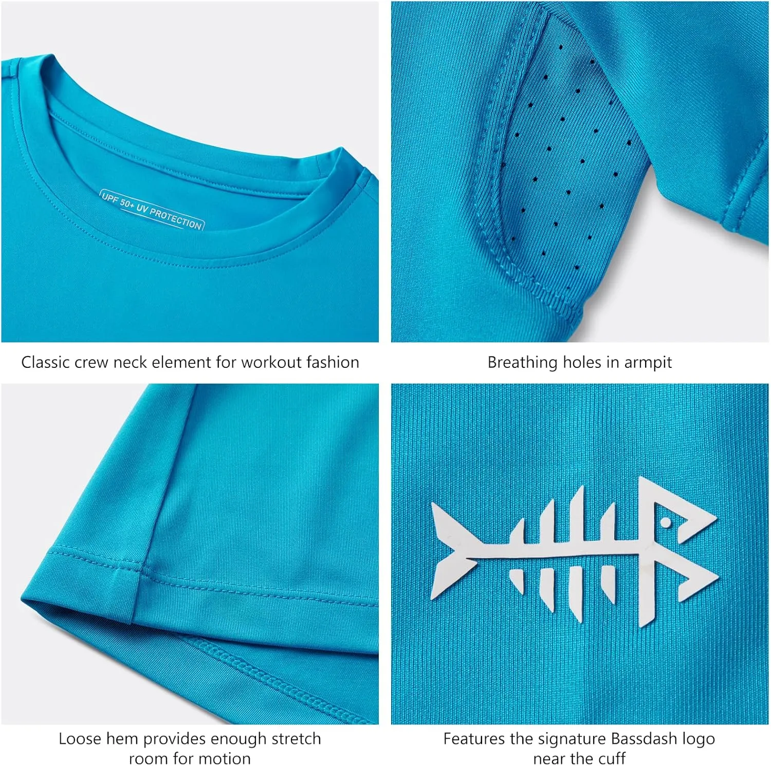 BASSDASH Women’s UPF 50  Crew Neck Short Sleeve T-Shirt Cooling Performance Sun Protection Tee for Fishing Hiking Casual