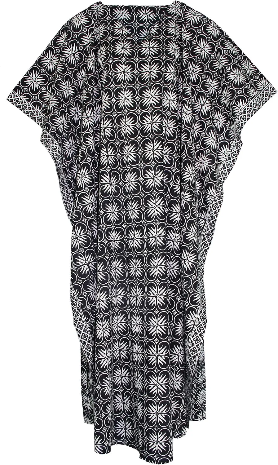 Beautybatik Women Hand Blocked Batik Cotton Caftan Kaftan Loungewear Maxi Plus Size Long Dress XL to 4X