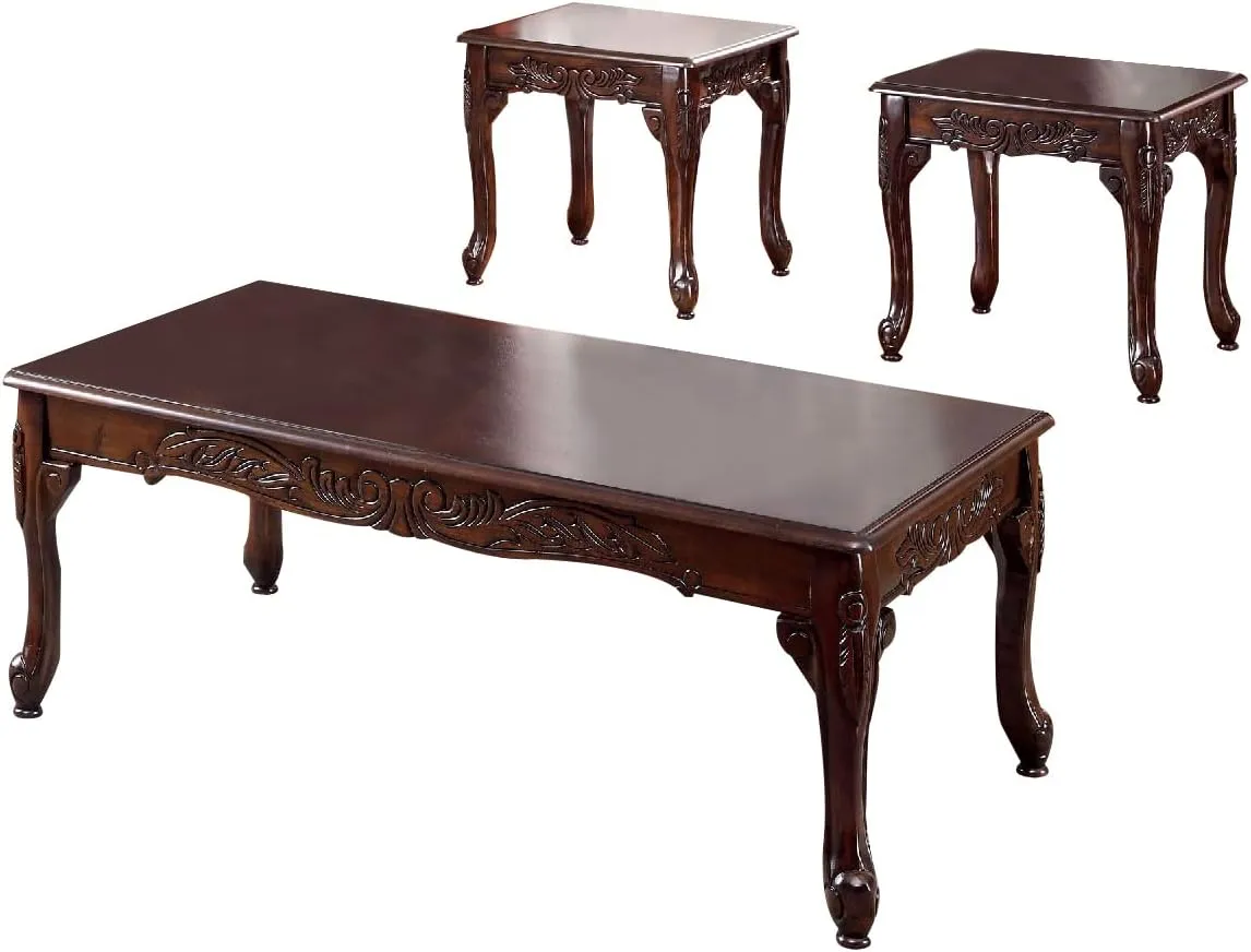 Benjara Benzara Traditional Coffee Table Set, Brown,
