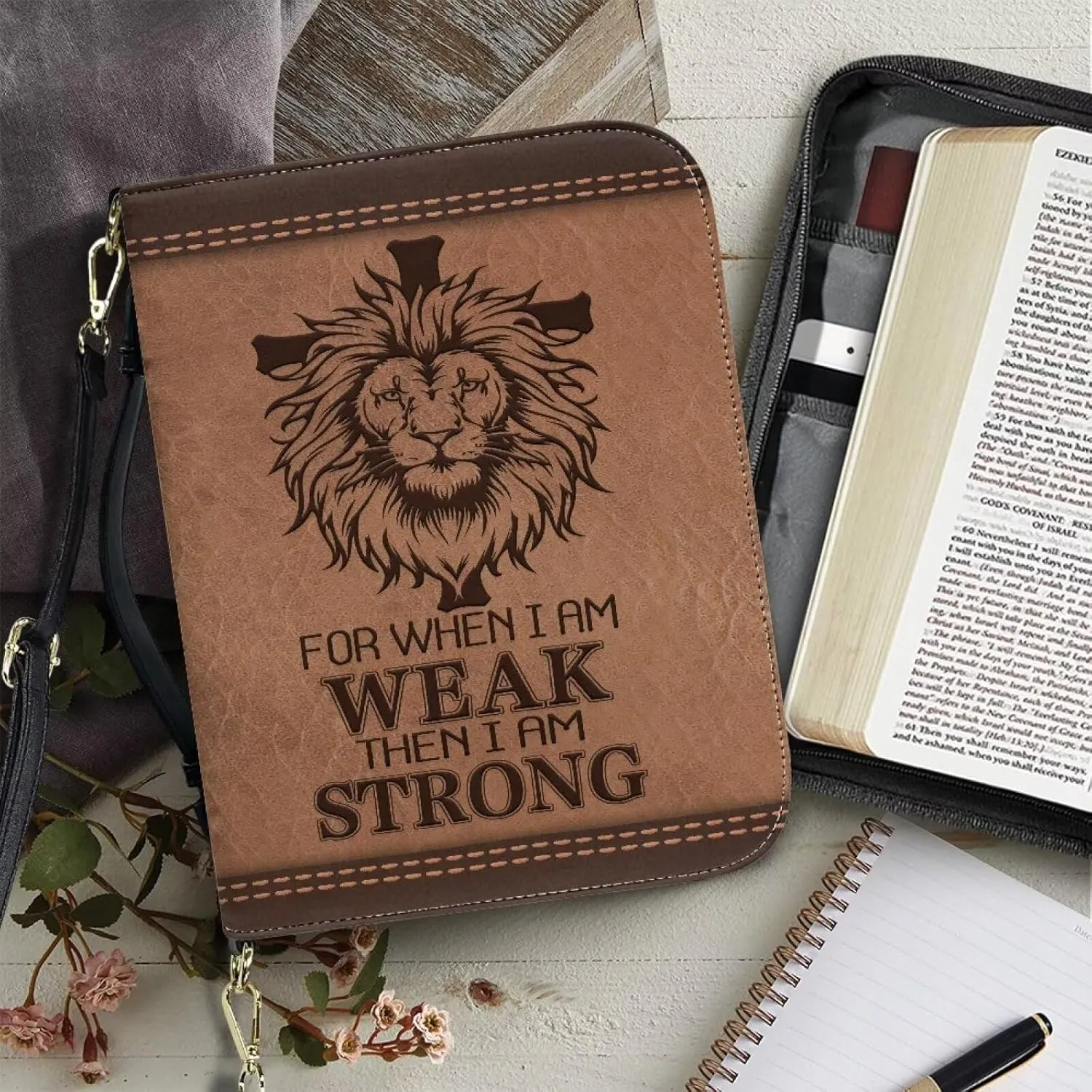 Bible Cover Case for Women with Detachable Strap,PU Leather Bible Cover for Girl Church Book Cover Custom