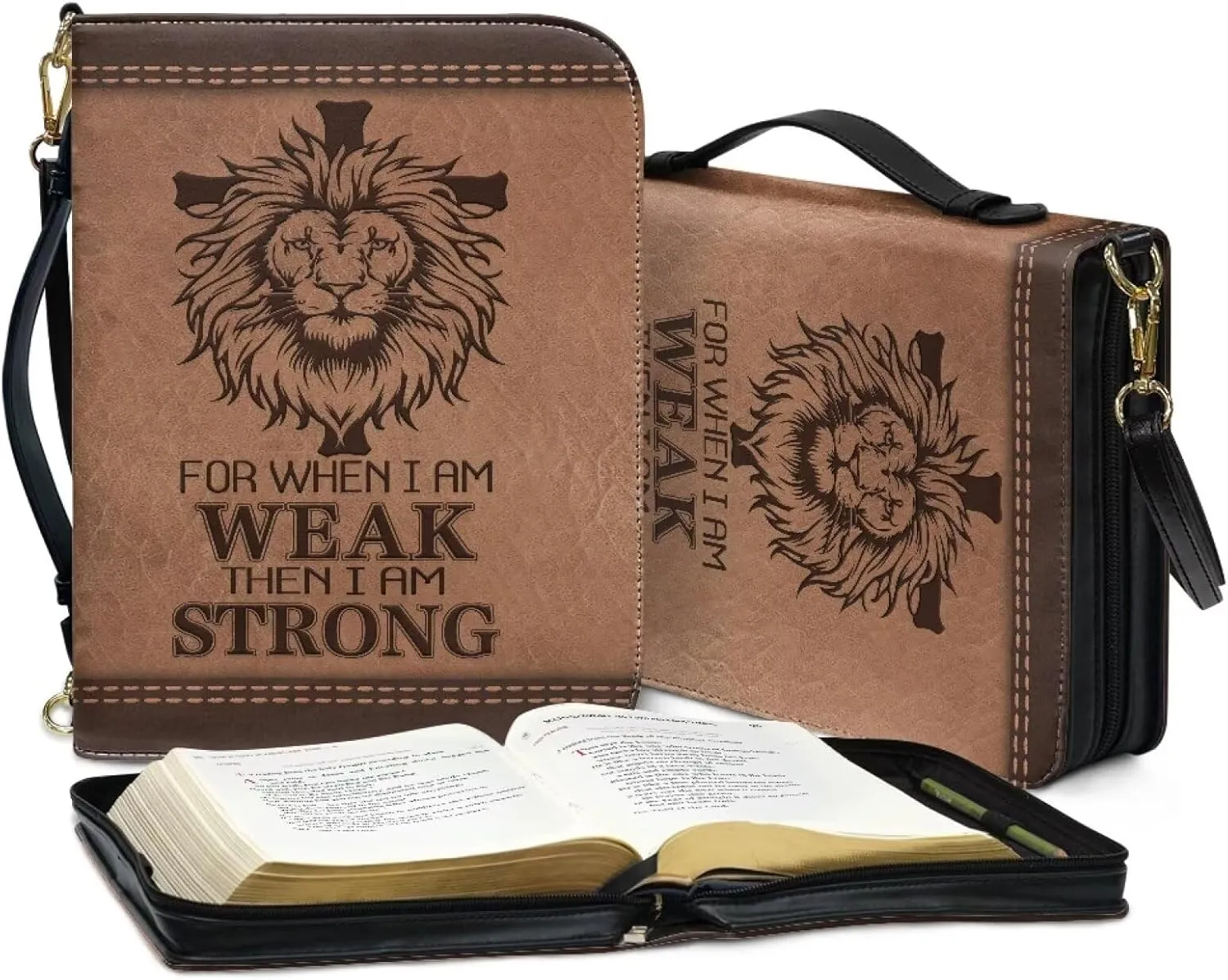 Bible Cover Case for Women with Detachable Strap,PU Leather Bible Cover for Girl Church Book Cover Custom