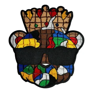 Blocked Bear With Crown Patch for Clothing and Accessories