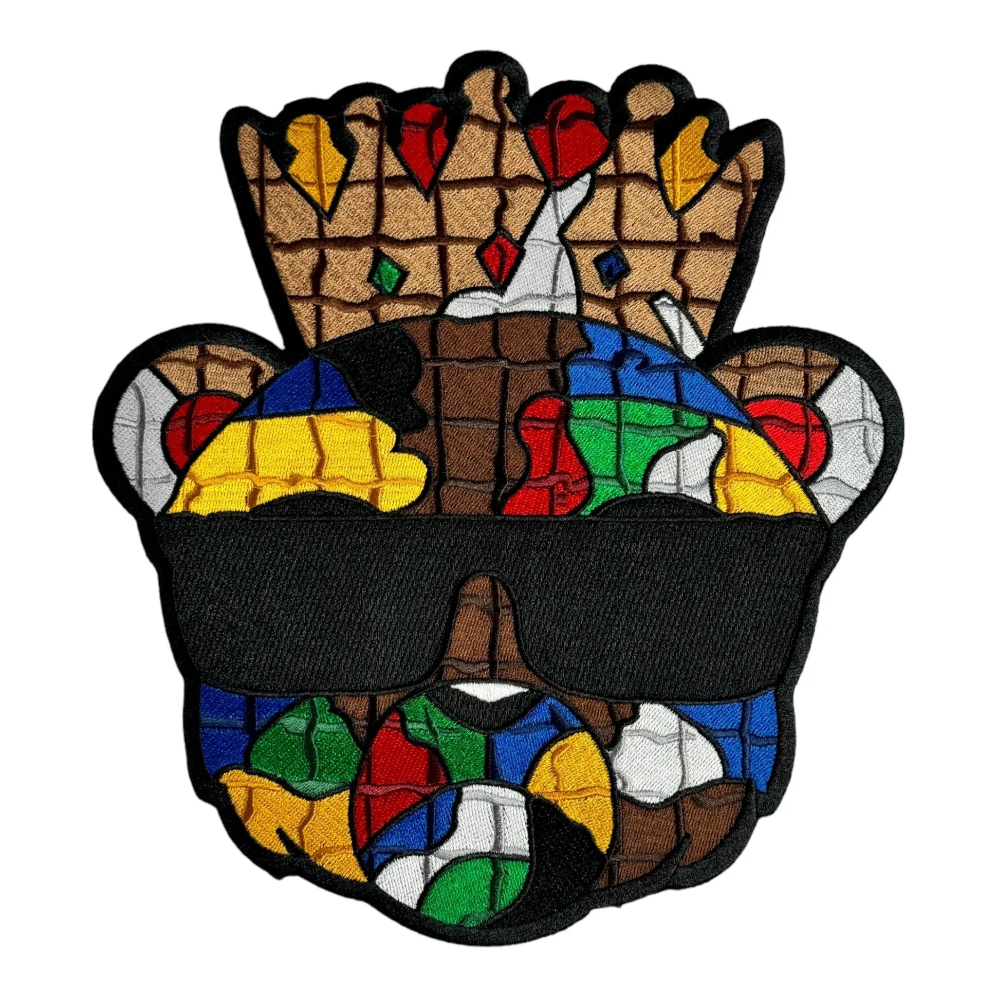 Blocked Bear With Crown Patch for Clothing and Accessories