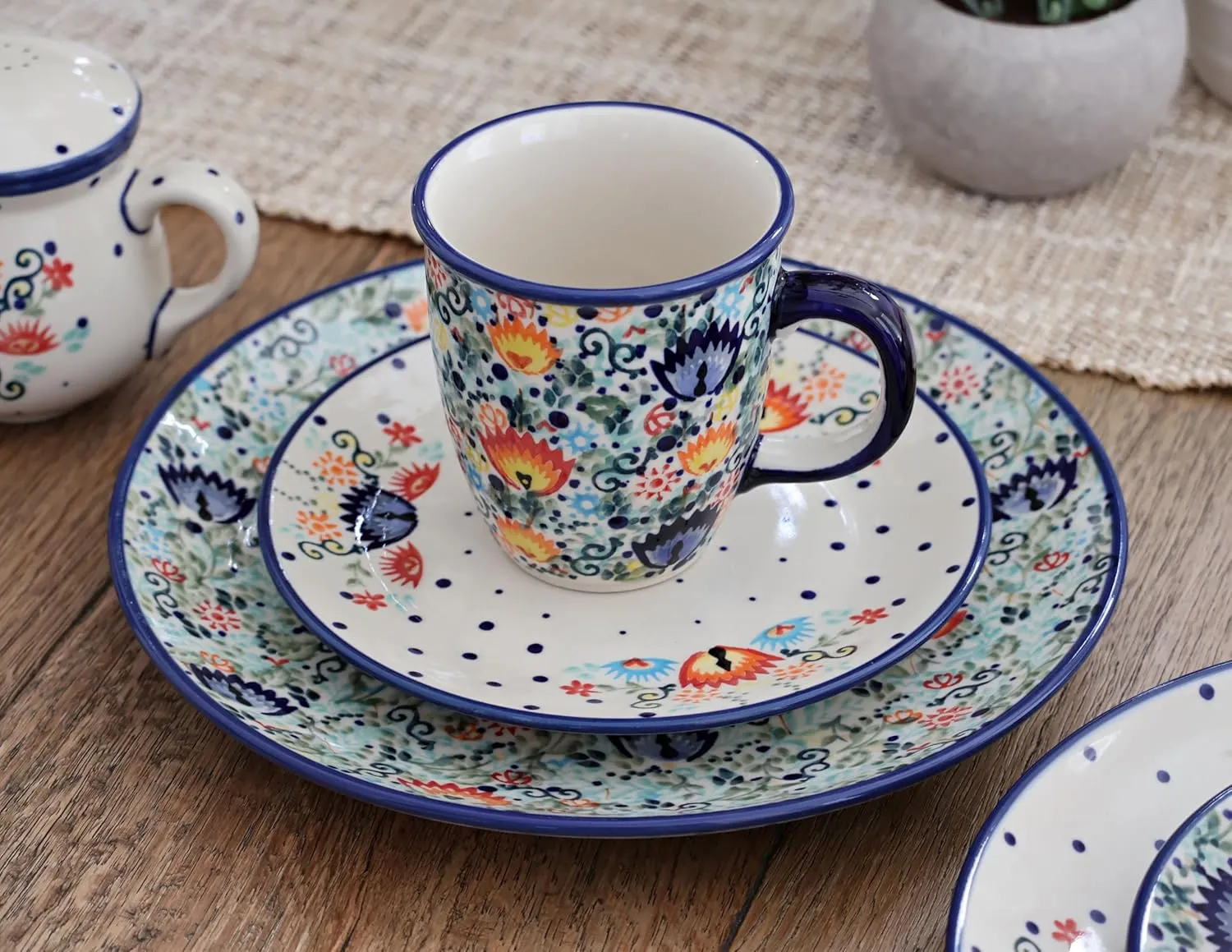 Blue Rose Polish Pottery Desert Oasis Dinner Plate