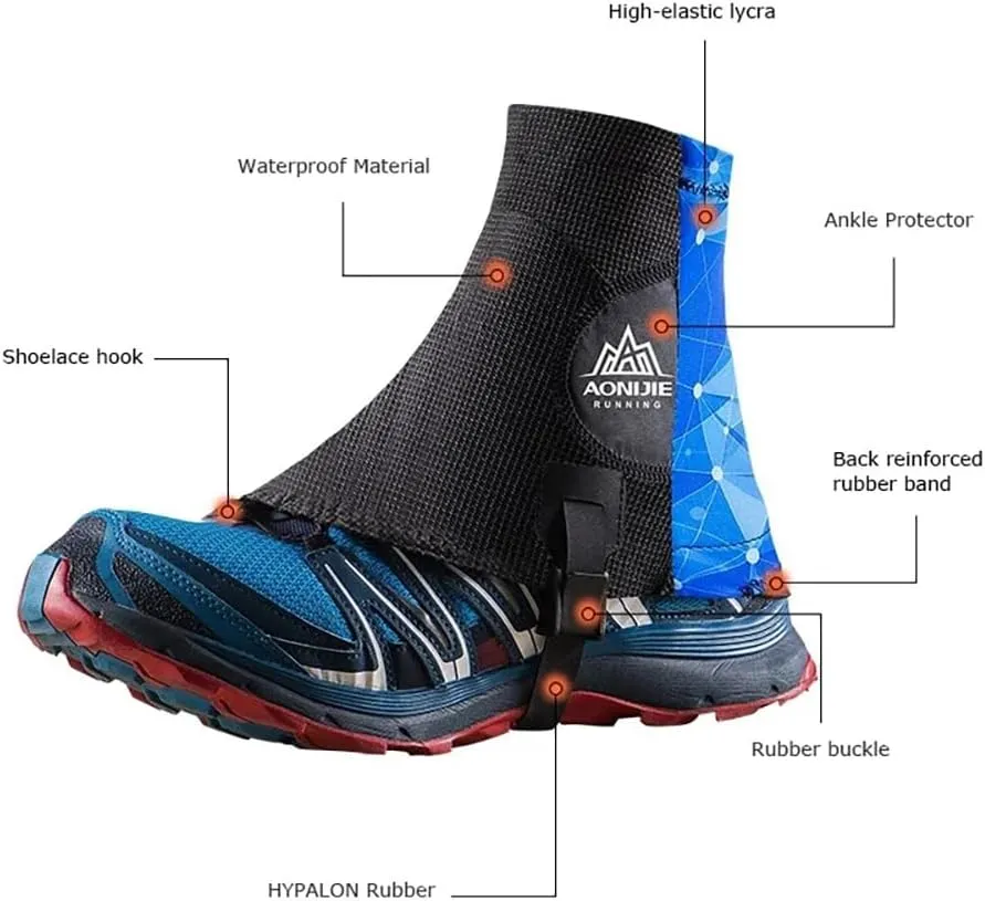 BlueField Low Trail Gaiters for Hiking, Running Shoe Gaiters, Trail Running Gaiters Sandproof for Women & Men & Youth Hiking Climbing
