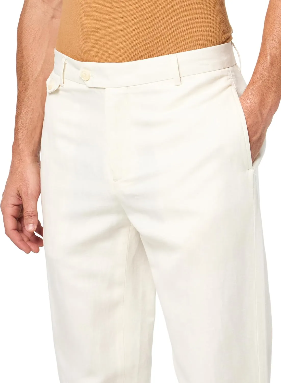 Brooks Brothers Men's Cbt Ml Linen Cotton Pant Plain Regular