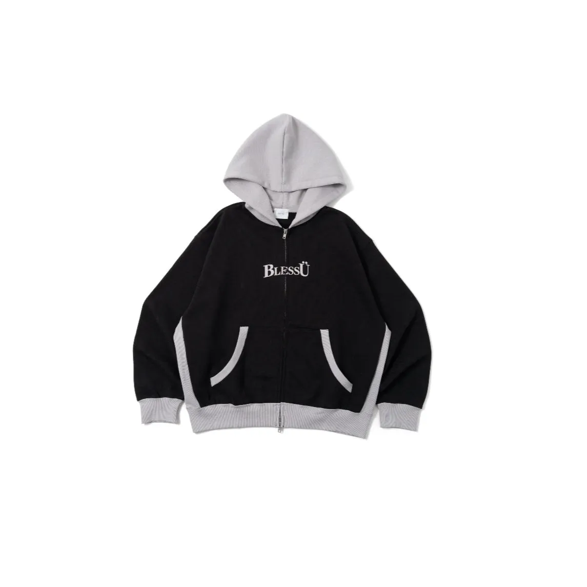 BU  color blocked zip up hoodie