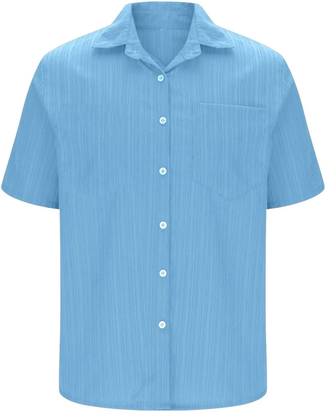 Button Down Shirt for Men Summer Solid Button Short Sleeve Lapel Blouse Casual Fashion Vintage Beach Hawaiian Tops