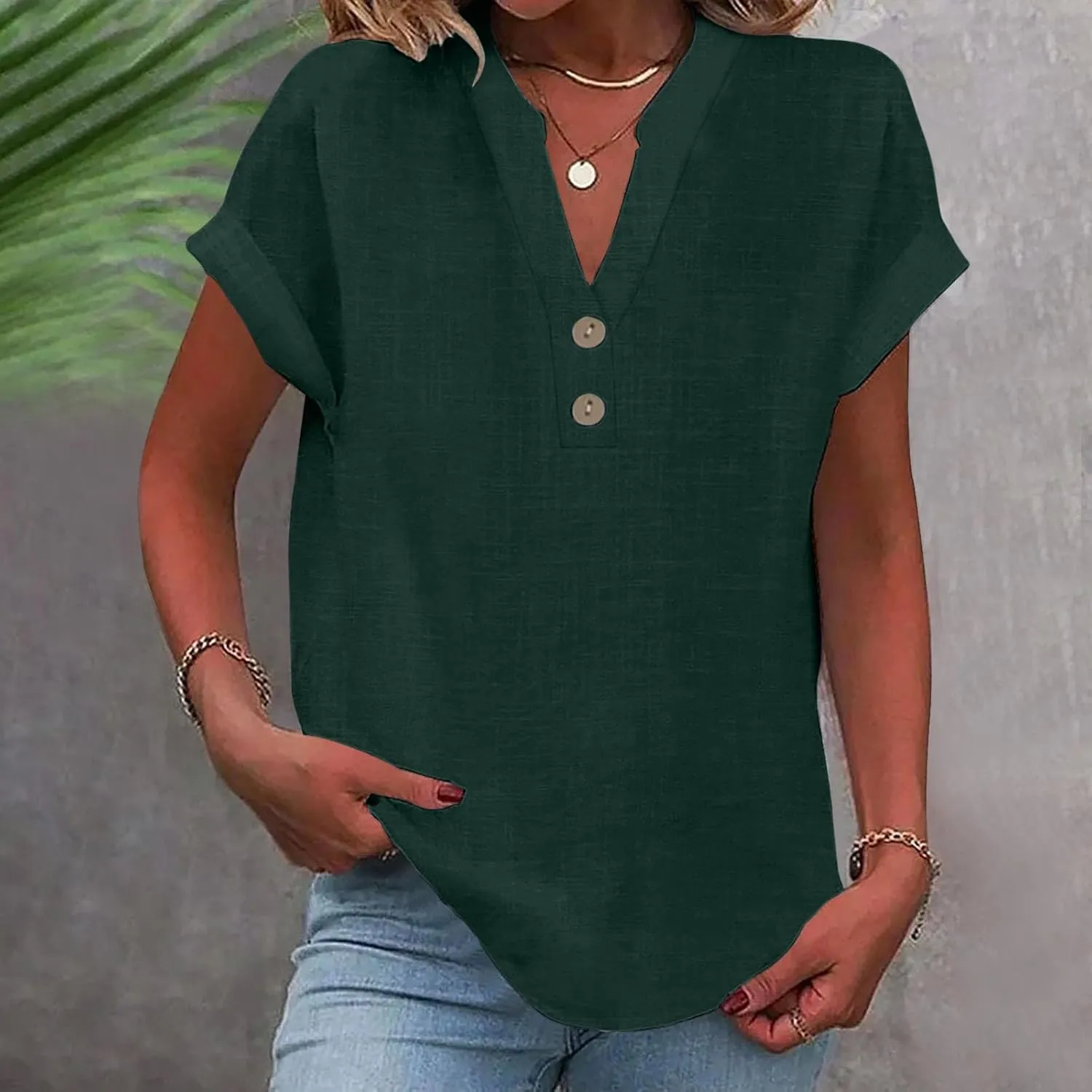 Button Down Shirts for Women Lightweight Cotton Linen Cap Sleeve Tops Casual Loose Spring Summer Beach Blouses