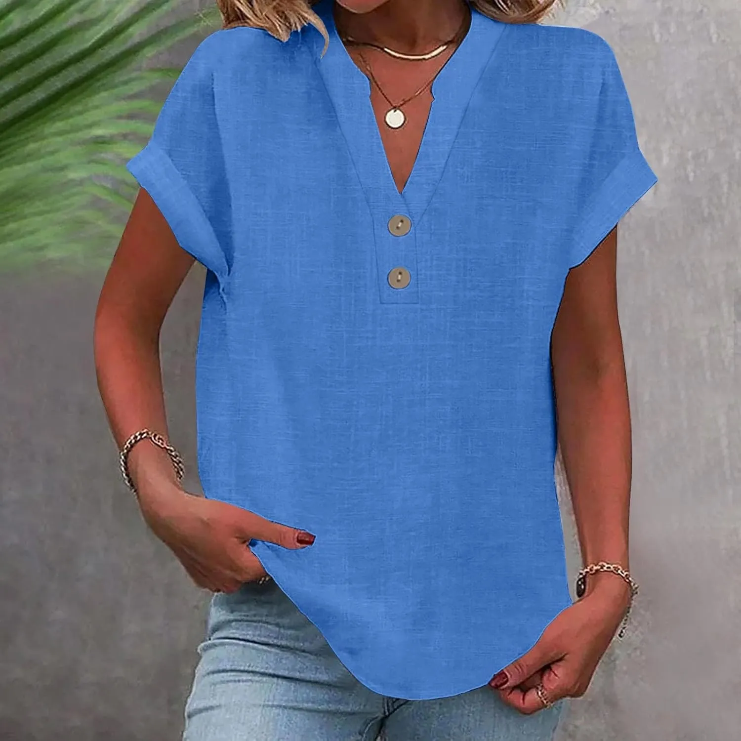 Button Down Shirts for Women Lightweight Cotton Linen Cap Sleeve Tops Casual Loose Spring Summer Beach Blouses