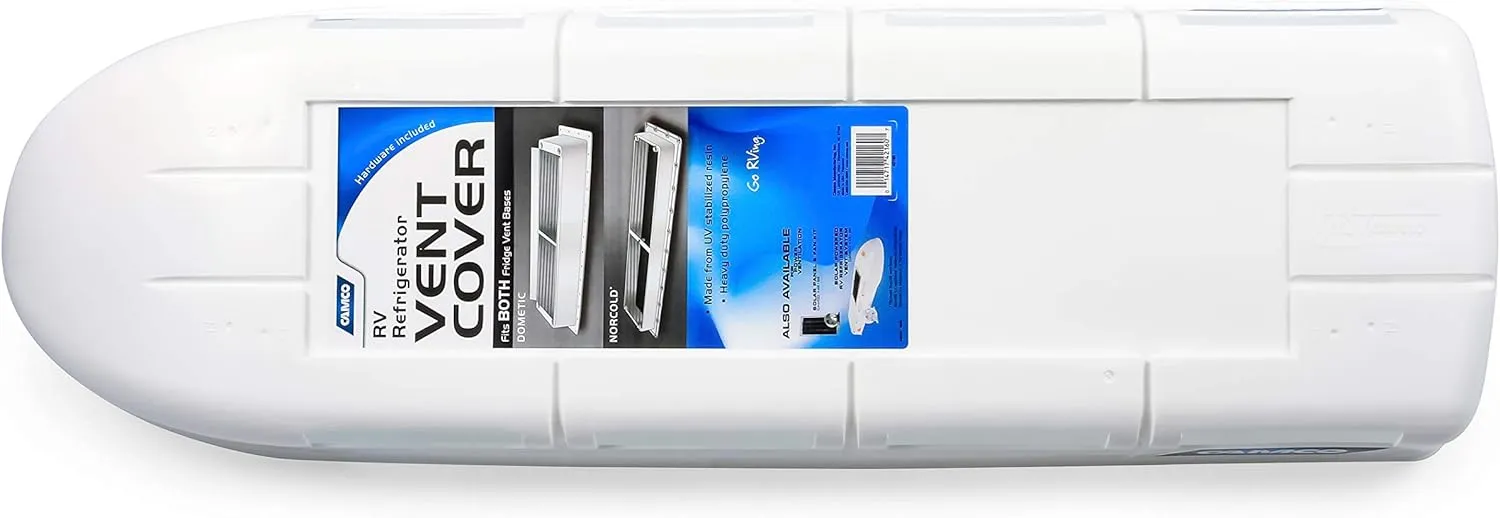 Camco RV Refrigerator Vent Cover | Features a Streamlined Low-Profile Design, Easy Installation, a Heavy-Duty Plastic Construction, and is Compatible with Dometic and Norcold Bases (21019)