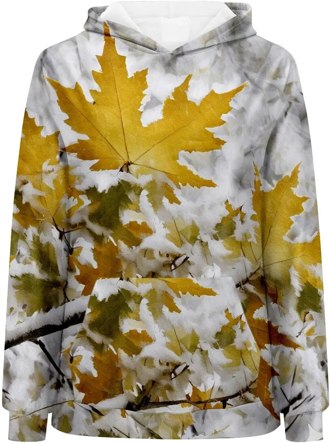 Camo Hoodie Womens Fall Fashion 2024 Trendy Camo Sweatsuits Oversized Long Sleeve Maple Leaf Print Fle