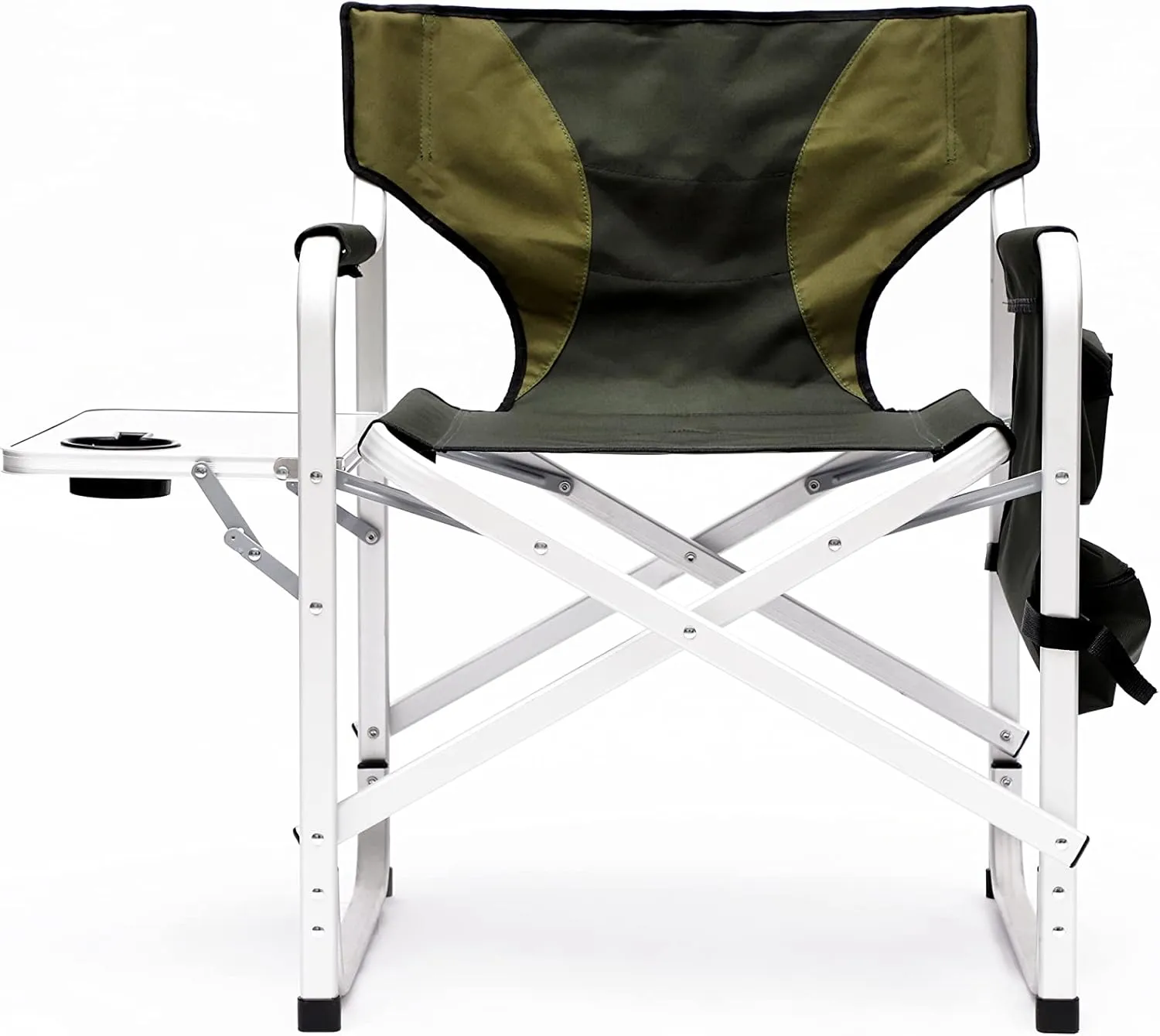 Camping Chair, 1-Piece Padded Folding Outdoor Chair with Side Table and Storage Pockets,Lightweight Oversized Directors Chair for Indoor, Outdoor Camping, Picnics and Fishing (1, Green)