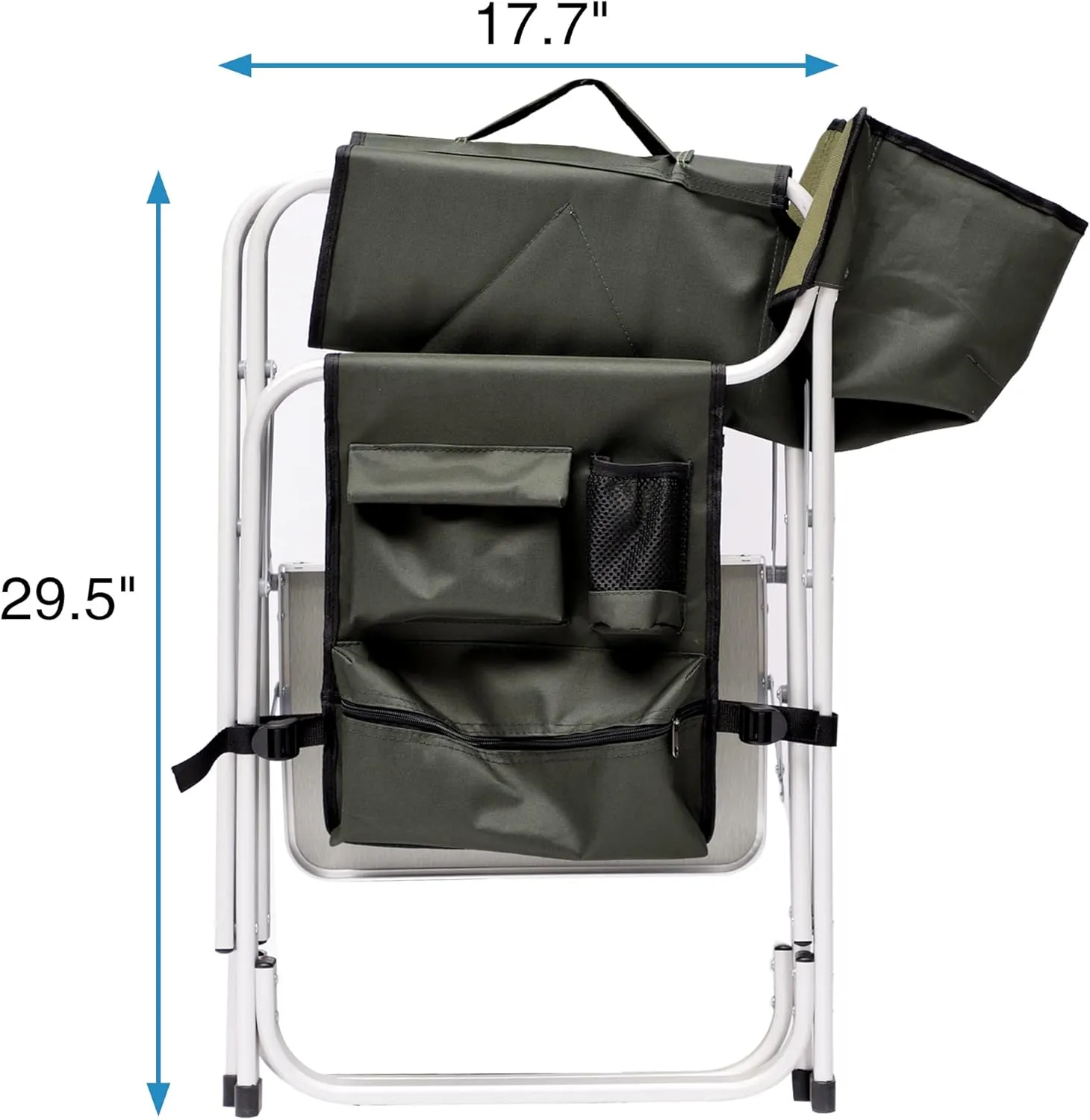Camping Chair, 1-Piece Padded Folding Outdoor Chair with Side Table and Storage Pockets,Lightweight Oversized Directors Chair for Indoor, Outdoor Camping, Picnics and Fishing (1, Green)