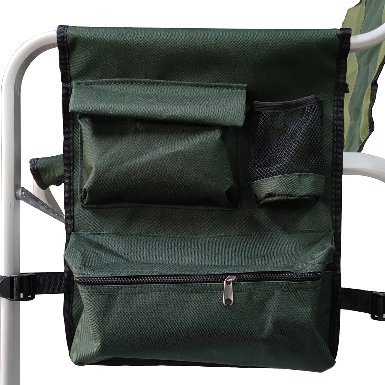 Camping Chair, 1-Piece Padded Folding Outdoor Chair with Side Table and Storage Pockets,Lightweight Oversized Directors Chair for Indoor, Outdoor Camping, Picnics and Fishing (1, Green)