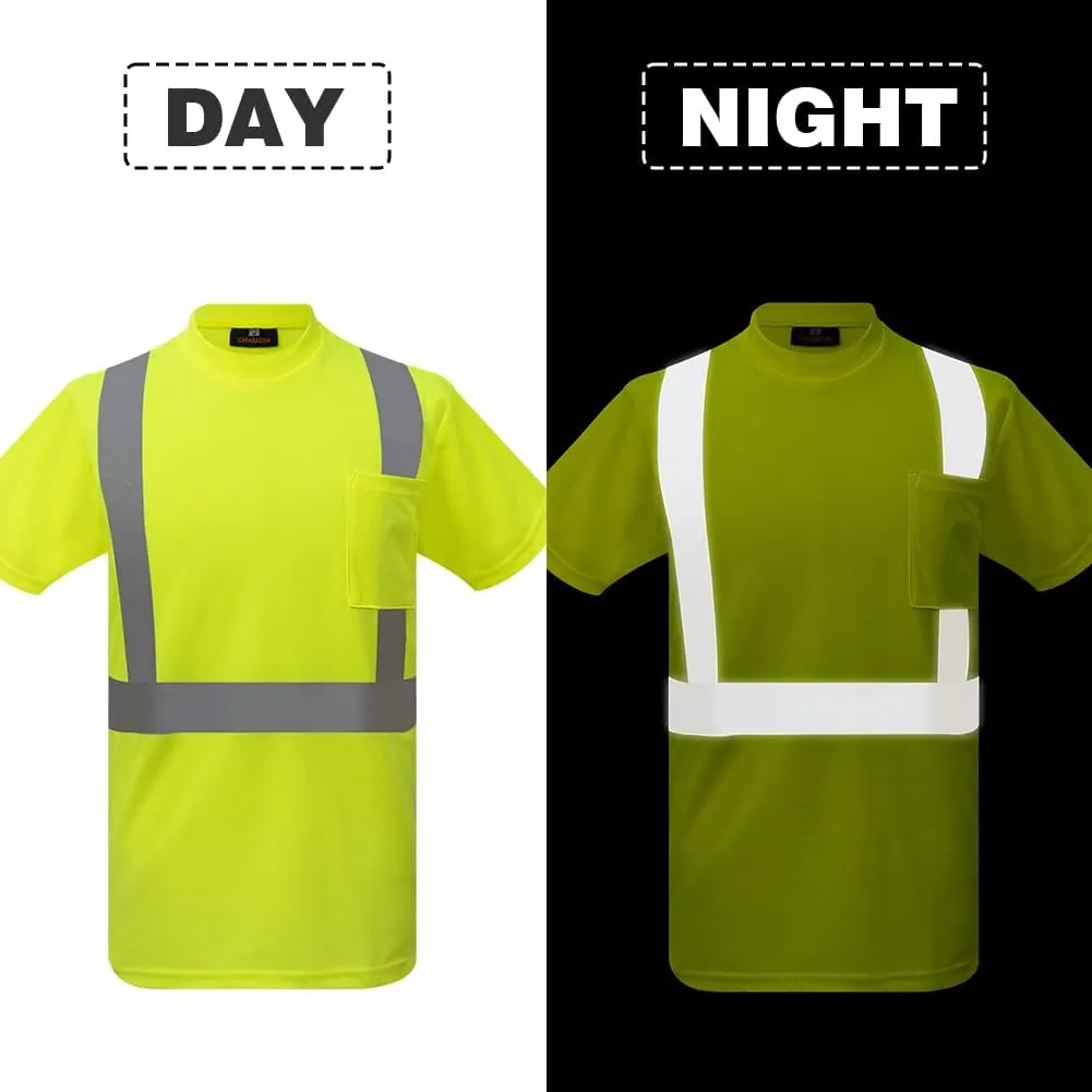 caparazon High-Visibility Safety Shirt, ANSI/ISEA Class 2 Reflective T-Shirt