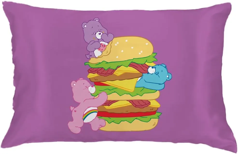 Care Bears Foodie Beauty Silky Satin Standard Reversible Pillowcase Cover 20x30 for Hair and Skin, (Officially Licensed Product) by Franco Collectibles