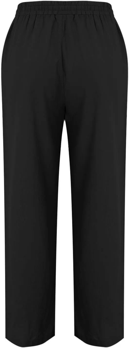 Cargo Pants for Women Capri Pants for Women Elastic High Waisted Knit Casual Palazzo Trousers with Pockets Womens Capri