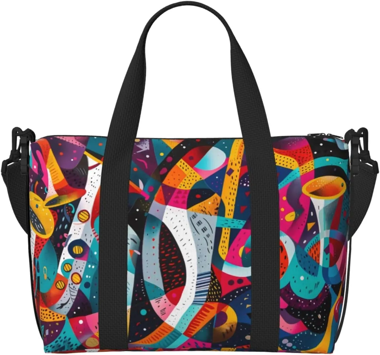 Carry On Duffle Bags Overnight Weekender Bags for Women, Abstract Jazz Instrumental Personal Item Travel Bag, Travel Essentials Sport Gym Bag for Men Women