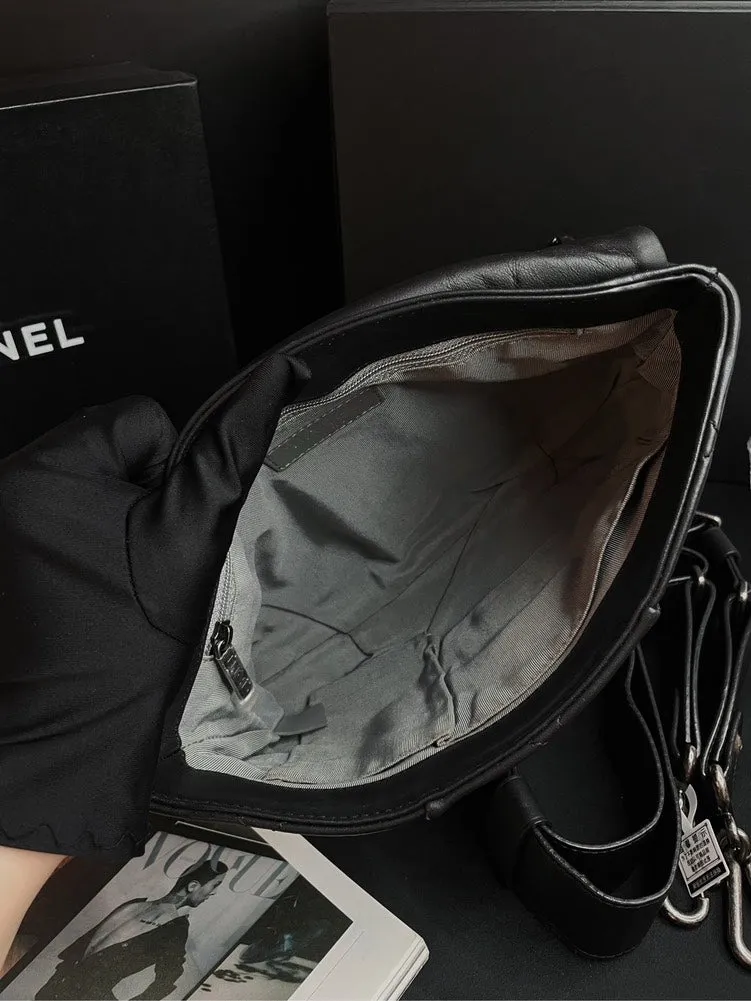 Chanel 2Ways Chain Handle Bag Black Silver Hardware