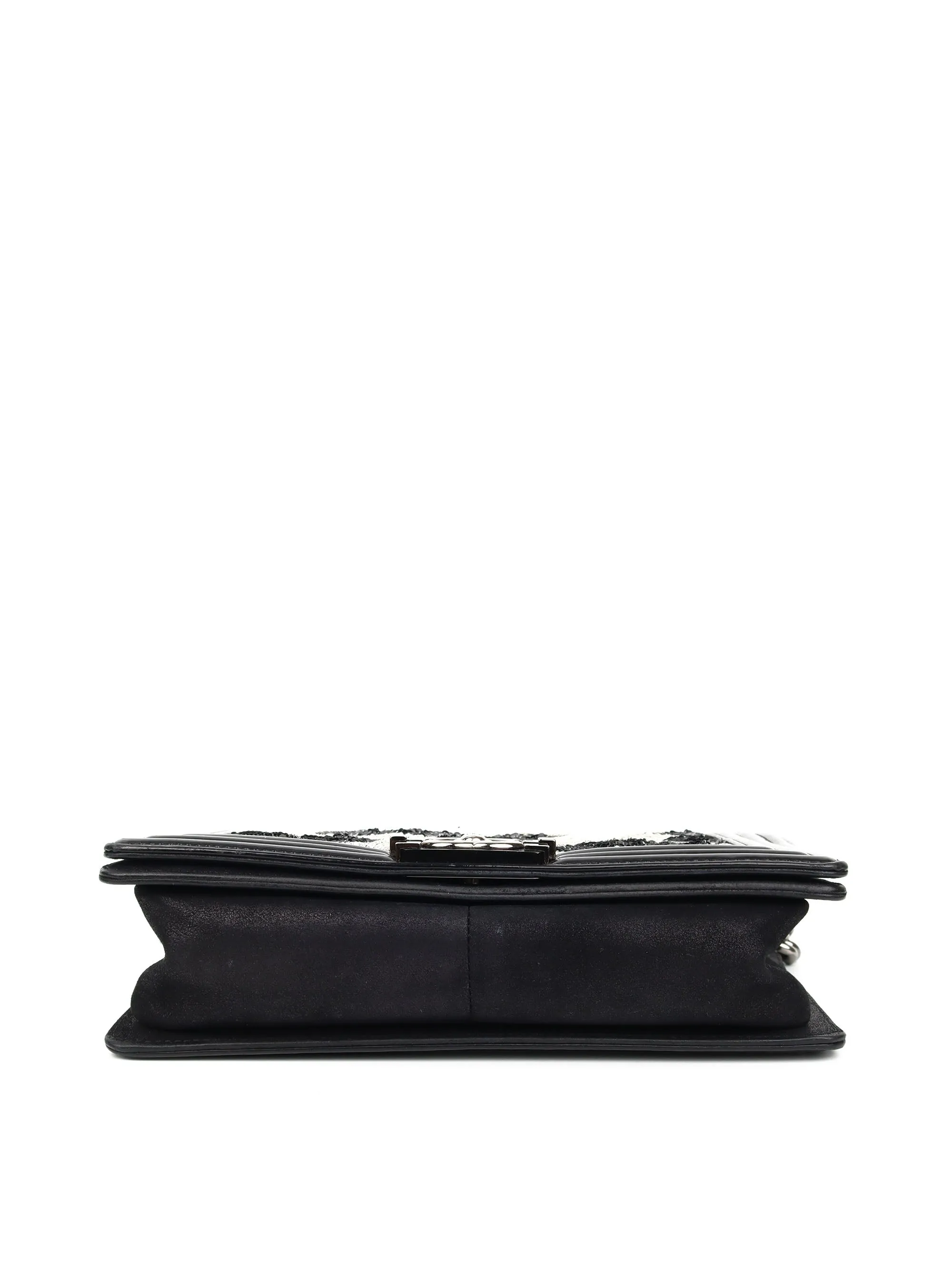 Chanel Black & White Sequin Medium Boy Bag