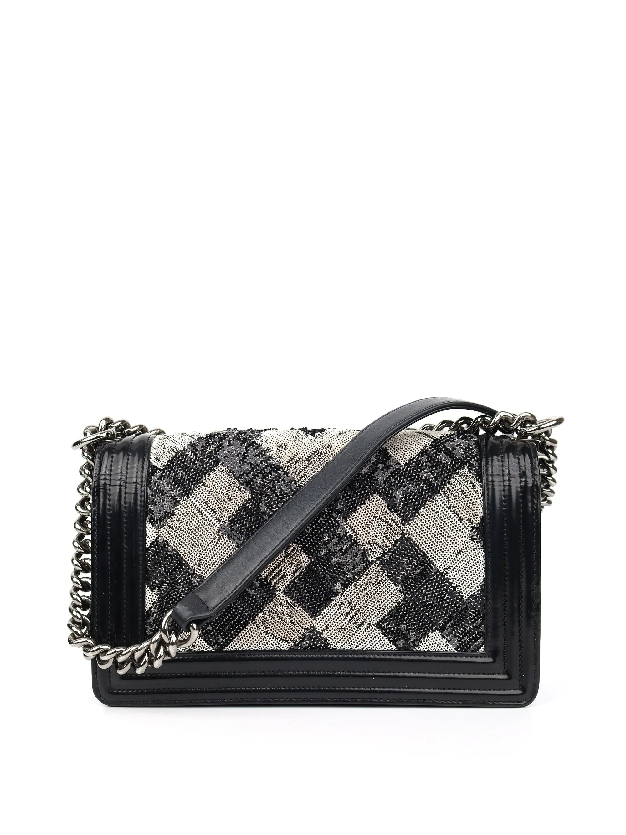 Chanel Black & White Sequin Medium Boy Bag
