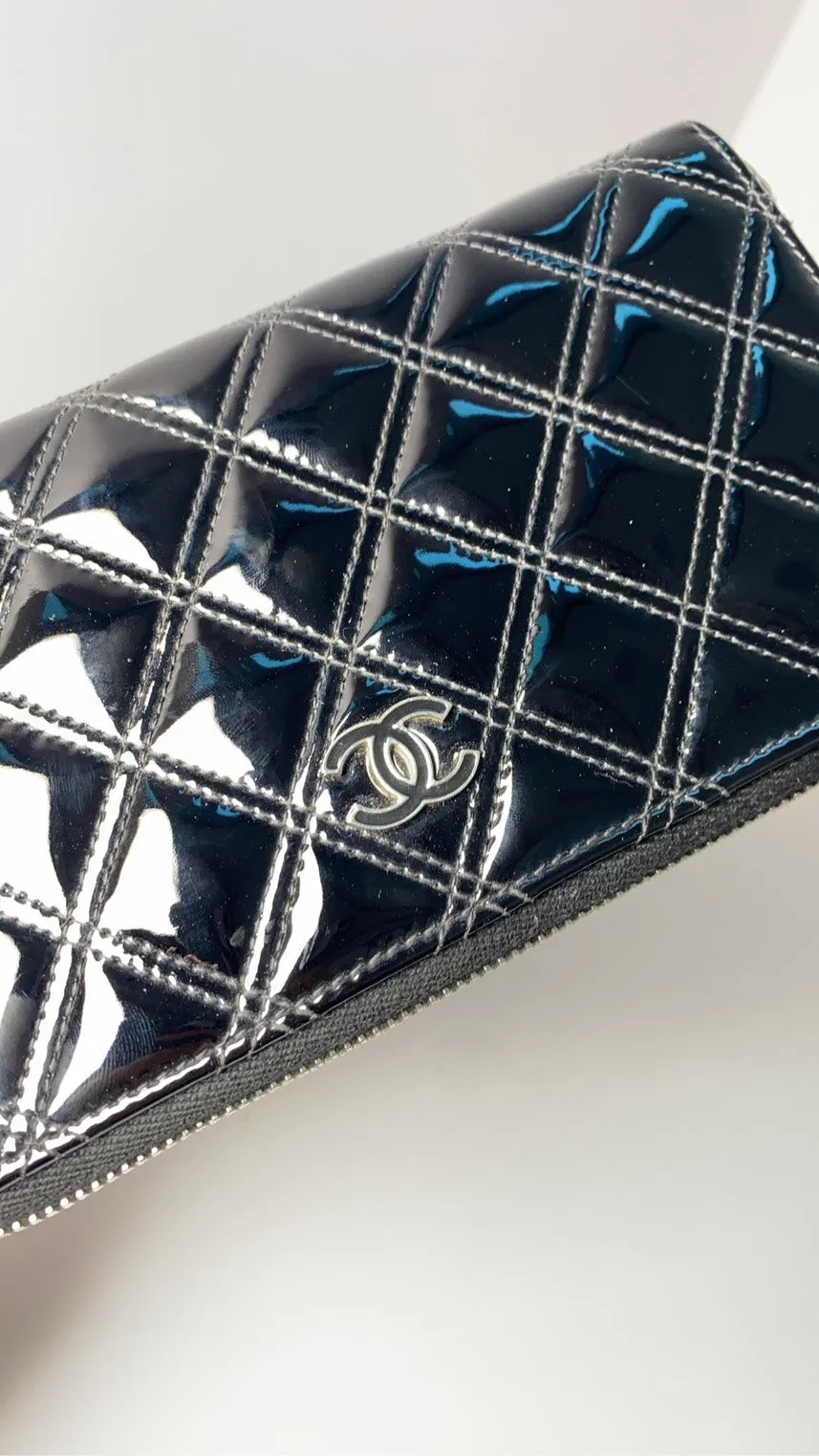Chanel Classic Black Patent Wallet - Preloved Designer Accessory