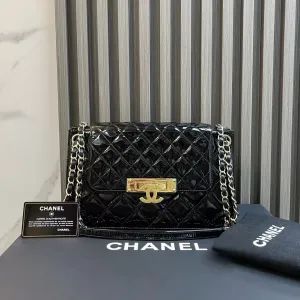 Chanel Classic Flap Black Patent Leather Shoulder Bag 2014-2015