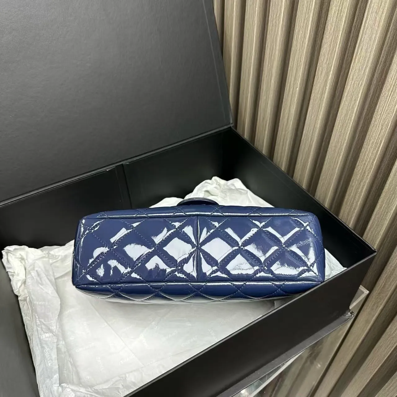 Chanel Classic Flap Blue Patent Leather Shoulder Bag